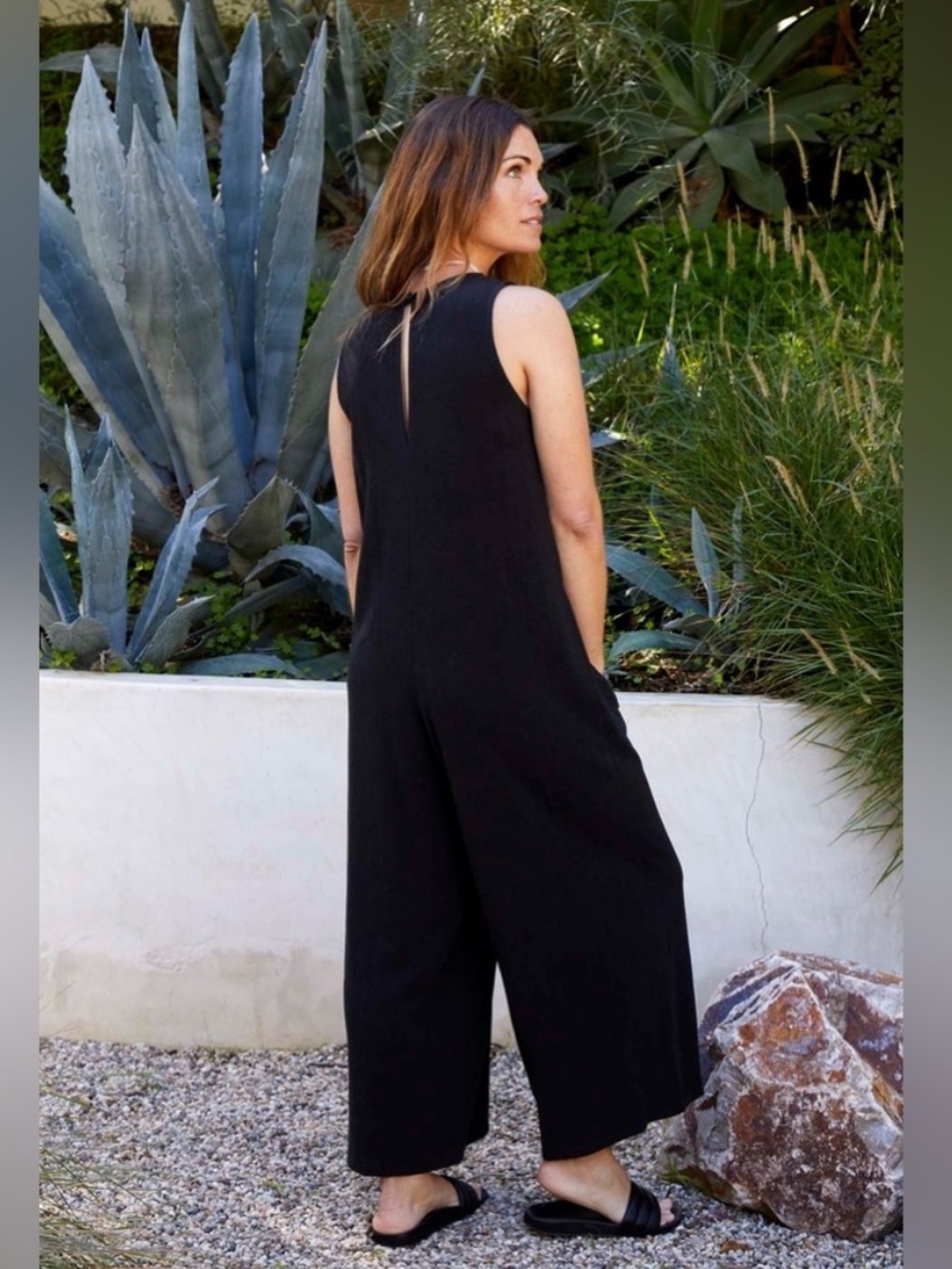 Rachel Pally Remy Black Linen Sleeveless Wide Leg Jumpsuit XS - Picture 2 of 12
